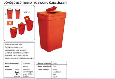 70 LT. Tıbbi Atık Kovası
